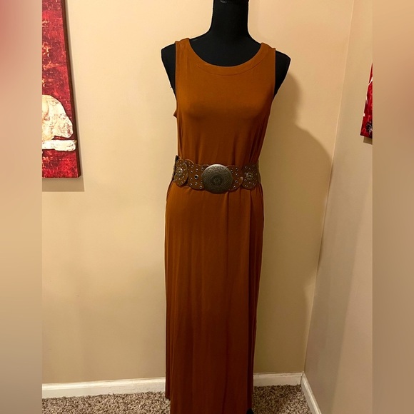 J.JILL WEAREVER MAXI TANK DRESS IN CINNAMON, size Small (no belt) - Picture 2 of 9